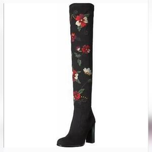 Sam Edelman Vena Black Embroidered Over The Knee Boots Sz 7